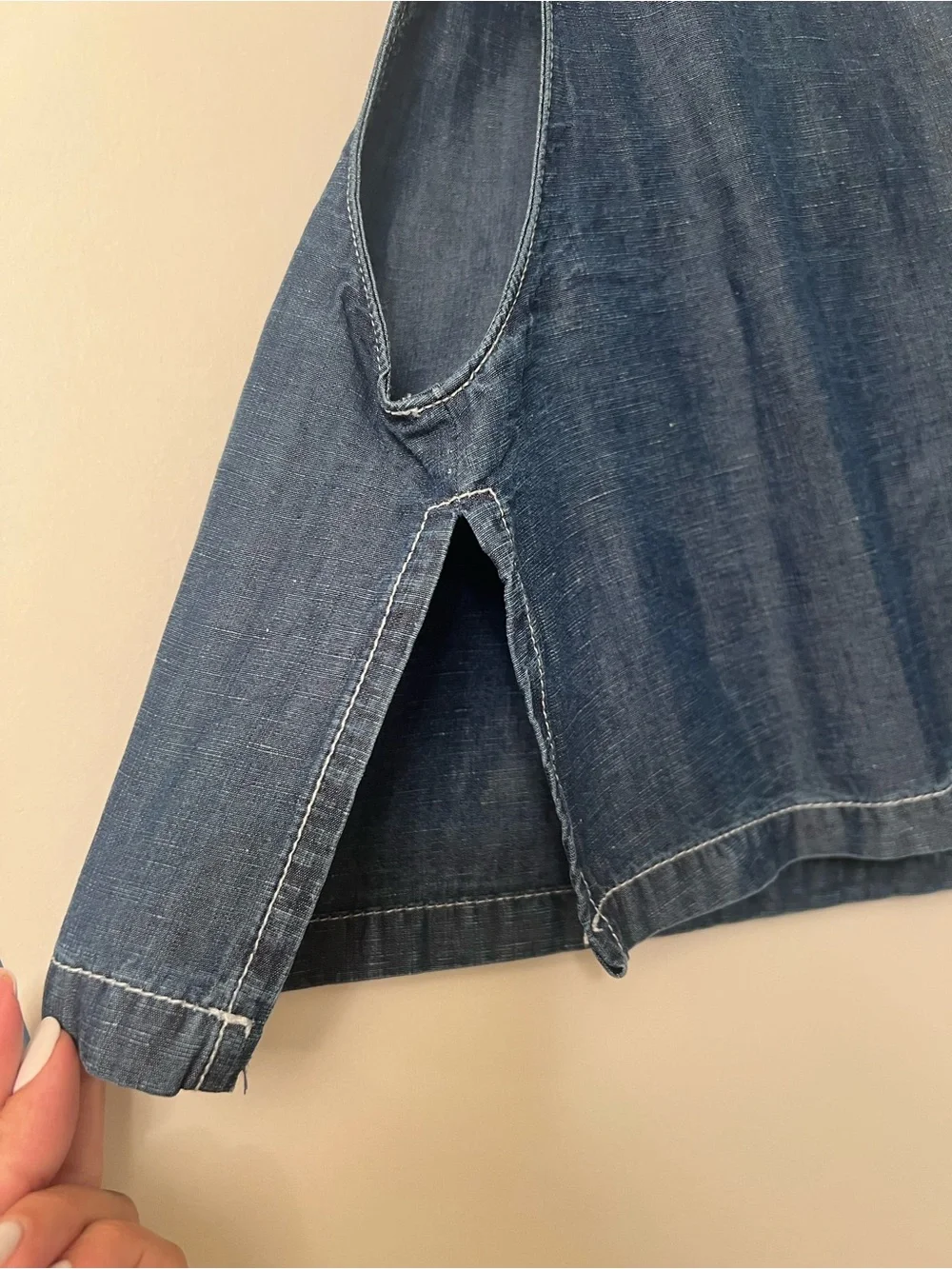 Zara Lyocell‑Linen Denim Top – Size Large - Picture 8 of 8